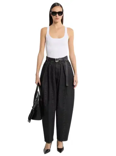 Michael Kors Collection Courtney Pleated Denim Barrel Jeans | Thumbnail 1 Michael Kors Collection Courtney Pleated Denim Barrel Jeans | Thumbnail 1
