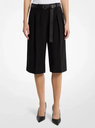 Michael Kors Collection Pleated Wool Blend Trouser Shorts in | Thumbnail 2 Michael Kors Collection Pleated Wool Blend Trouser Shorts in | Thumbnail 2