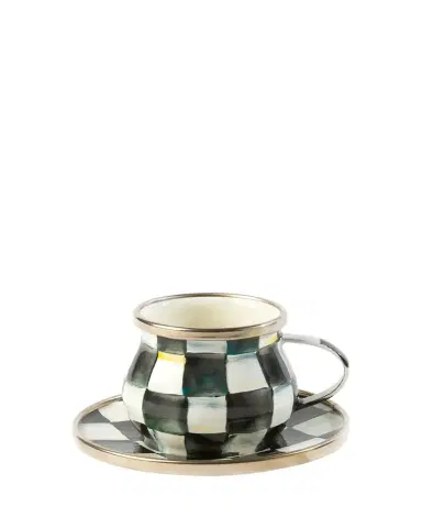 MacKenzie-Childs Courtly Check Enamel Espresso Cup & Saucer Set | Thumbnail 1 MacKenzie-Childs Courtly Check Enamel Espresso Cup & Saucer Set | Thumbnail 1