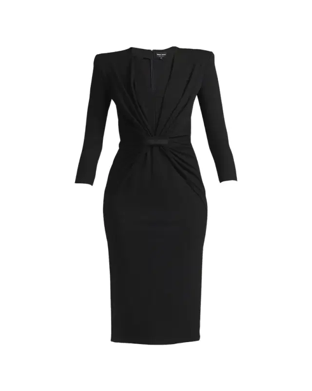 Draped Milano Stitch Midi Dress Draped Milano Stitch Midi Dress