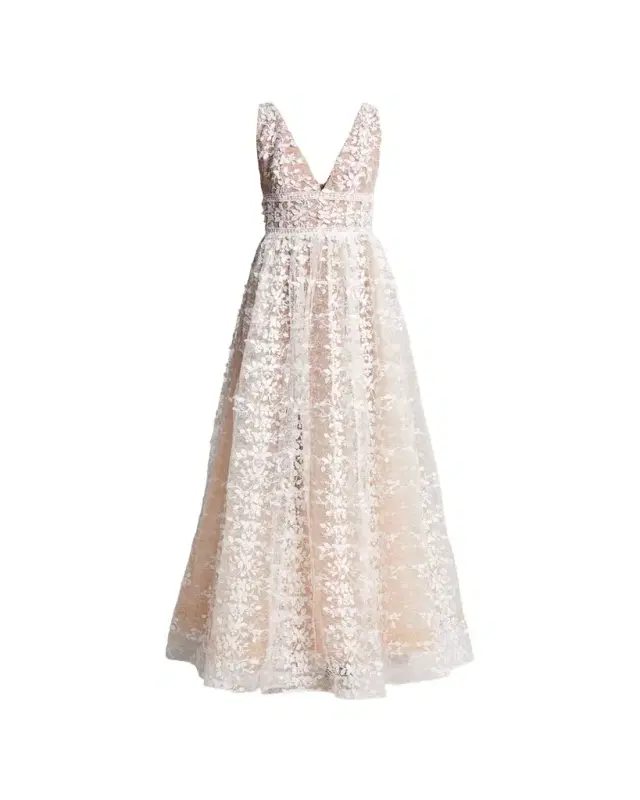 Megan V-Neck Lace Gown Megan V-Neck Lace Gown