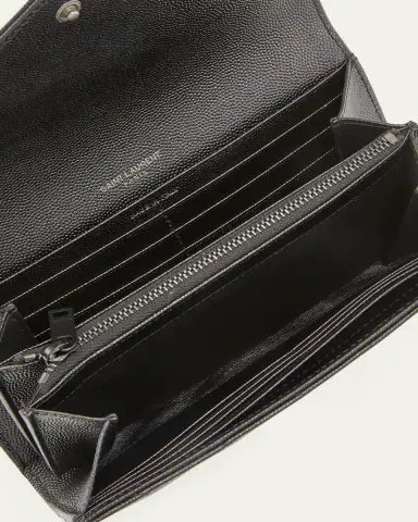 Saint Laurent YSL Monogram Large Flap Wallet in Grained Leather | Thumbnail 2 Saint Laurent YSL Monogram Large Flap Wallet in Grained Leather | Thumbnail 2