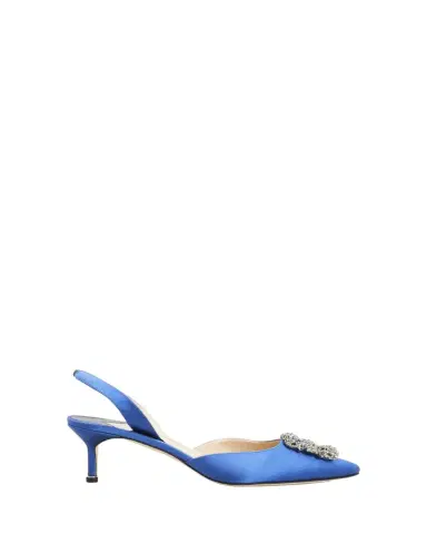 Manolo Blahnik Hangisi Crystal Buckle Slingback Pumps | Thumbnail 1 Manolo Blahnik Hangisi Crystal Buckle Slingback Pumps | Thumbnail 1
