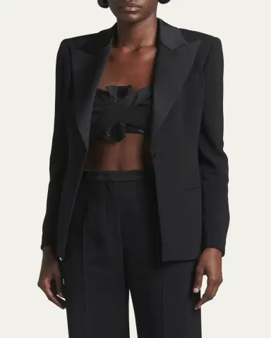 Giorgio Armani Single-Breasted Tuxedo Jacket | Thumbnail 4 Giorgio Armani Single-Breasted Tuxedo Jacket | Thumbnail 4