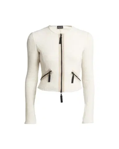 Giorgio Armani Contrast Grosgrain Zip-Front Cashmere Silk Jacket | Thumbnail 1 Giorgio Armani Contrast Grosgrain Zip-Front Cashmere Silk Jacket | Thumbnail 1