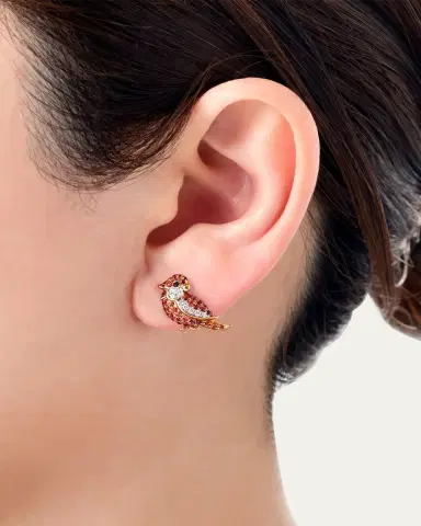 Mio Harutaka Orange Little Bird Earring, Single (Right) | Thumbnail 2 Mio Harutaka Orange Little Bird Earring, Single (Right) | Thumbnail 2