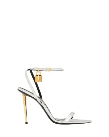 Tom Ford Lock Metallic Stiletto Sandals | Thumbnail 1 Tom Ford Lock Metallic Stiletto Sandals | Thumbnail 1