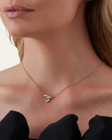 Sara Weinstock 18K Two-Tone Gold Queen Bee Diamond Petite Pendant Necklace, 16"L | Thumbnail 2 Sara Weinstock 18K Two-Tone Gold Queen Bee Diamond Petite Pendant Necklace, 16"L | Thumbnail 2