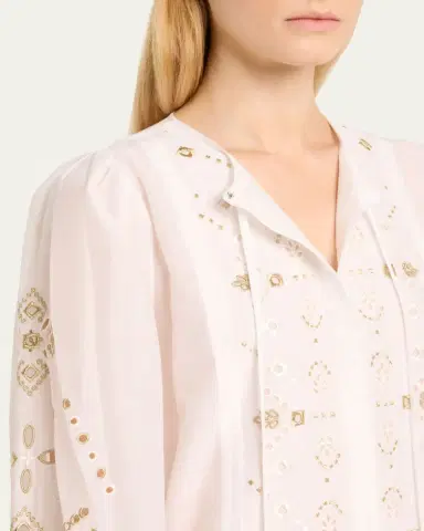 Kobi Halperin Bridgette Embroidered Blouson-Sleeve Blouse | Thumbnail 5 Kobi Halperin Bridgette Embroidered Blouson-Sleeve Blouse | Thumbnail 5