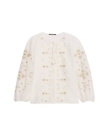 Kobi Halperin Bridgette Embroidered Blouson-Sleeve Blouse | Thumbnail 1 Kobi Halperin Bridgette Embroidered Blouson-Sleeve Blouse | Thumbnail 1