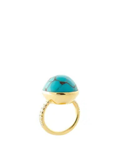 Haute Victoire One Of A Kind Turquoise Dome and Diamond Ring, Size | Thumbnail 1 Haute Victoire One Of A Kind Turquoise Dome and Diamond Ring, Size | Thumbnail 1
