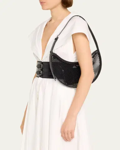 Alaïa One Piece Demi Perforated Shoulder Bag in Leather and Nylon | Thumbnail 2 Alaïa One Piece Demi Perforated Shoulder Bag in Leather and Nylon | Thumbnail 2