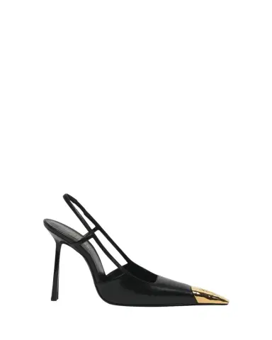 Saint Laurent Jeanne Leather Metallic-Toe Slingback Pumps | Thumbnail 1 Saint Laurent Jeanne Leather Metallic-Toe Slingback Pumps | Thumbnail 1