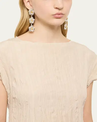 Buccellati Blossoms Gardenia Sterling Silver and 18K Yellow Gold Diamond Triple Drop Earrings | Thumbnail 2 Buccellati Blossoms Gardenia Sterling Silver and 18K Yellow Gold Diamond Triple Drop Earrings | Thumbnail 2