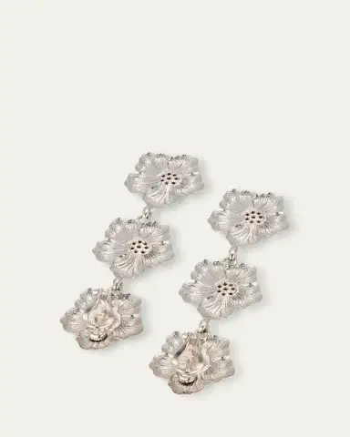 Buccellati Blossoms Gardenia Sterling Silver and 18K Yellow Gold Diamond Triple Drop Earrings | Thumbnail 4 Buccellati Blossoms Gardenia Sterling Silver and 18K Yellow Gold Diamond Triple Drop Earrings | Thumbnail 4