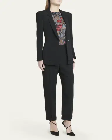Giorgio Armani Cady Blazer Jacket with Ruffle Underlay | Thumbnail 2 Giorgio Armani Cady Blazer Jacket with Ruffle Underlay | Thumbnail 2