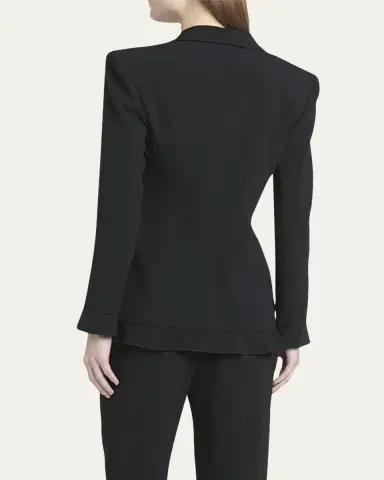 Giorgio Armani Cady Blazer Jacket with Ruffle Underlay | Thumbnail 3 Giorgio Armani Cady Blazer Jacket with Ruffle Underlay | Thumbnail 3