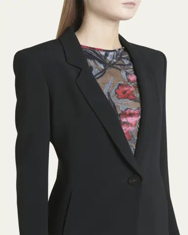 Giorgio Armani Cady Blazer Jacket with Ruffle Underlay | Thumbnail 5 Giorgio Armani Cady Blazer Jacket with Ruffle Underlay | Thumbnail 5