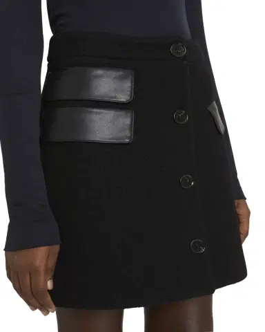 Proenza Schouler Mei Faux Leather Pocket Button-Front Wool Mini Skirt | Thumbnail 5 Proenza Schouler Mei Faux Leather Pocket Button-Front Wool Mini Skirt | Thumbnail 5