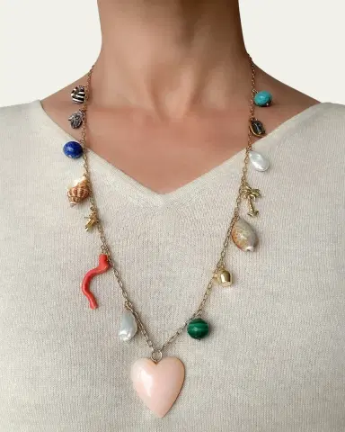 Haute Victoire Les Charmantes Opal Heart Charm Necklace | Thumbnail 2 Haute Victoire Les Charmantes Opal Heart Charm Necklace | Thumbnail 2