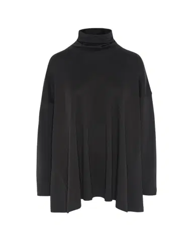 Eskandar Side Panelled Scrunch Neck T-Shirt (Long Length) | Thumbnail 1 Eskandar Side Panelled Scrunch Neck T-Shirt (Long Length) | Thumbnail 1