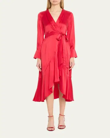 Kobi Halperin Victoria Faux-Wrap Silk Satin Midi Dress | Thumbnail 2 Kobi Halperin Victoria Faux-Wrap Silk Satin Midi Dress | Thumbnail 2