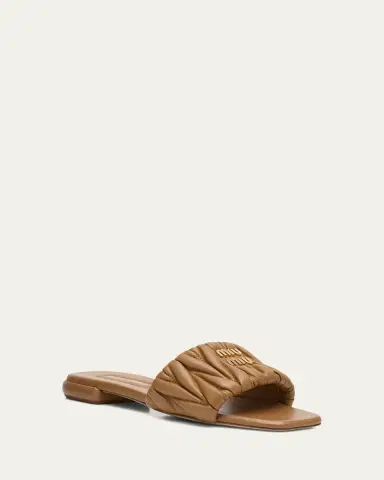 Miu Miu Quilted Leather Flat Slide Style | Thumbnail 2 Miu Miu Quilted Leather Flat Slide Style | Thumbnail 2