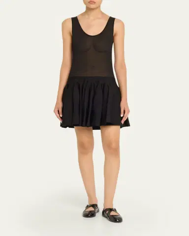 Alaïa Sleeveless Drop-Waist Flared Skirt Mini Dress | Thumbnail 2 Alaïa Sleeveless Drop-Waist Flared Skirt Mini Dress | Thumbnail 2