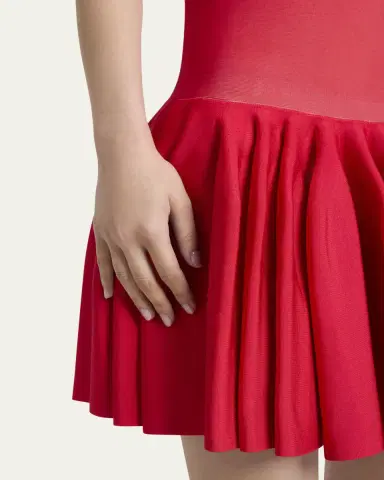 Alaïa Sleeveless Drop-Waist Flared Skirt Mini Dress | Thumbnail 9 Alaïa Sleeveless Drop-Waist Flared Skirt Mini Dress | Thumbnail 9