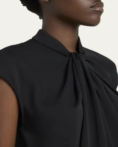 Giorgio Armani Twisted Cap-Sleeve Georgette Silk Blouse | Thumbnail 5 Giorgio Armani Twisted Cap-Sleeve Georgette Silk Blouse | Thumbnail 5