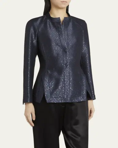 Giorgio Armani Sequin Jacquard Single-Breasted Evening Jacket | Thumbnail 4 Giorgio Armani Sequin Jacquard Single-Breasted Evening Jacket | Thumbnail 4