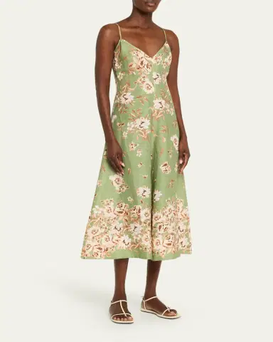 Cara Cara Mae Floral Linen Midi Dress | Thumbnail 4 Cara Cara Mae Floral Linen Midi Dress | Thumbnail 4
