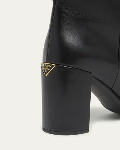 Prada Triangle Logo Leather Block-Heel Knee Boots | Thumbnail 3 Prada Triangle Logo Leather Block-Heel Knee Boots | Thumbnail 3