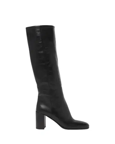 Prada Triangle Logo Leather Block-Heel Knee Boots | Thumbnail 1 Prada Triangle Logo Leather Block-Heel Knee Boots | Thumbnail 1