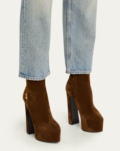 Saint Laurent Nico Platform Suede Booties | Thumbnail 2 Saint Laurent Nico Platform Suede Booties | Thumbnail 2