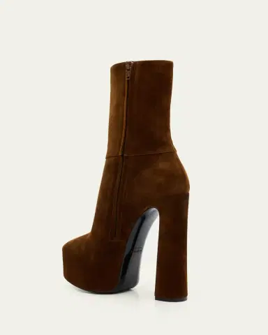 Saint Laurent Nico Platform Suede Booties | Thumbnail 4 Saint Laurent Nico Platform Suede Booties | Thumbnail 4