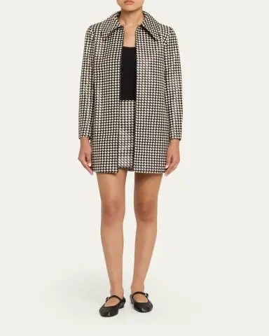 ALICE + OLIVIA Eleana Woven Vegan Leather Mini Skirt | Thumbnail 2 ALICE + OLIVIA Eleana Woven Vegan Leather Mini Skirt | Thumbnail 2