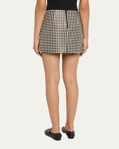 ALICE + OLIVIA Eleana Woven Vegan Leather Mini Skirt | Thumbnail 3 ALICE + OLIVIA Eleana Woven Vegan Leather Mini Skirt | Thumbnail 3
