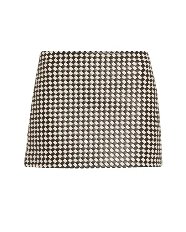 Eleana Woven Vegan Leather Mini Skirt Eleana Woven Vegan Leather Mini Skirt