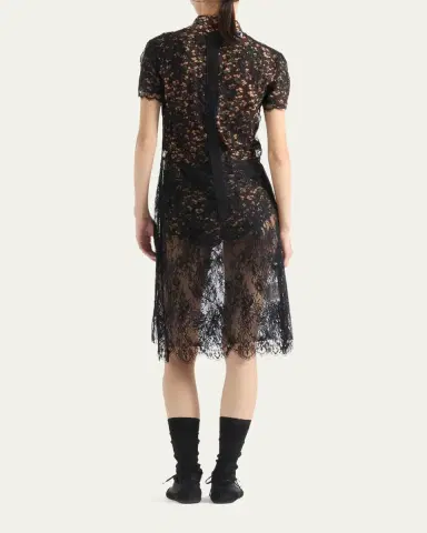 Prada Short-Sleeve Lace Dress | Thumbnail 3 Prada Short-Sleeve Lace Dress | Thumbnail 3