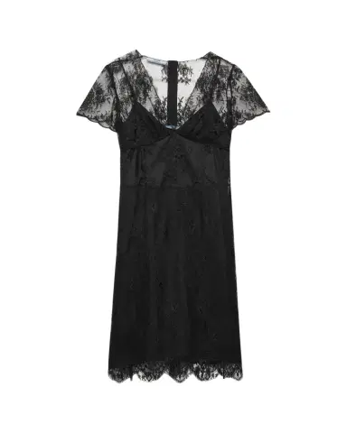 Prada Short-Sleeve Lace Dress | Thumbnail 1 Prada Short-Sleeve Lace Dress | Thumbnail 1