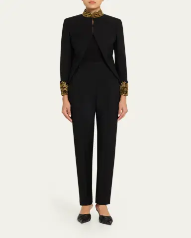 Alexander McQueen Embroidered Wool Stretch Gabardine Jacket | Thumbnail 2 Alexander McQueen Embroidered Wool Stretch Gabardine Jacket | Thumbnail 2
