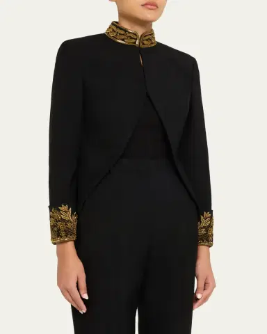 Alexander McQueen Embroidered Wool Stretch Gabardine Jacket | Thumbnail 4 Alexander McQueen Embroidered Wool Stretch Gabardine Jacket | Thumbnail 4