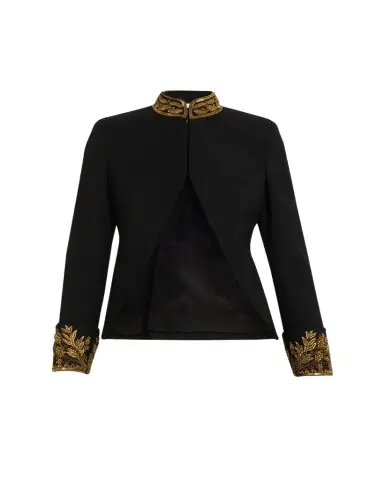 Alexander McQueen Embroidered Wool Stretch Gabardine Jacket | Thumbnail 1 Alexander McQueen Embroidered Wool Stretch Gabardine Jacket | Thumbnail 1
