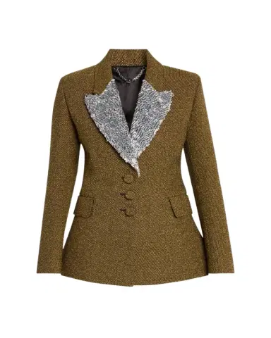 Rabanne Sequin Lapel Wool Single-Breasted Jacket | Thumbnail 1 Rabanne Sequin Lapel Wool Single-Breasted Jacket | Thumbnail 1