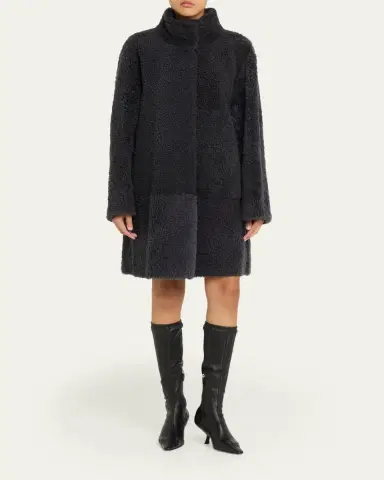 Lafayette 148 New York Stand-Collar Reversible Shearling Coat | Thumbnail 2 Lafayette 148 New York Stand-Collar Reversible Shearling Coat | Thumbnail 2