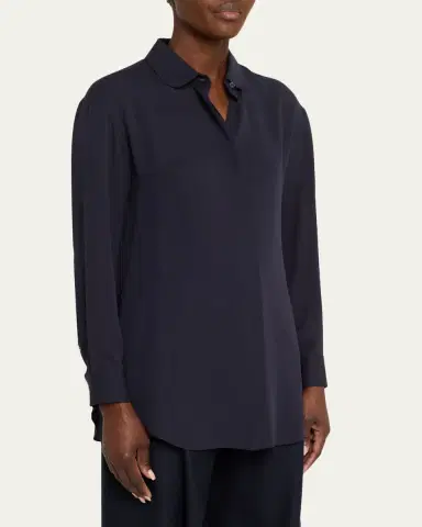 Giorgio Armani Silk Long-Sleeve Button-Down Shirt | Thumbnail 4 Giorgio Armani Silk Long-Sleeve Button-Down Shirt | Thumbnail 4