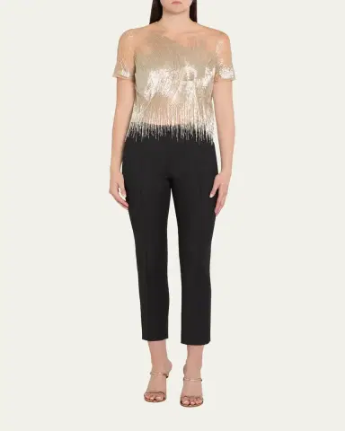 Oscar de la Renta Embellished Tulle Illusion Blouse | Thumbnail 2 Oscar de la Renta Embellished Tulle Illusion Blouse | Thumbnail 2