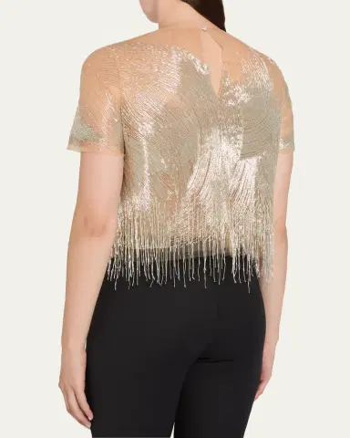 Oscar de la Renta Embellished Tulle Illusion Blouse | Thumbnail 3 Oscar de la Renta Embellished Tulle Illusion Blouse | Thumbnail 3