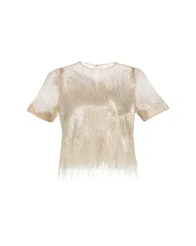 Oscar de la Renta Embellished Tulle Illusion Blouse | Thumbnail 1 Oscar de la Renta Embellished Tulle Illusion Blouse | Thumbnail 1